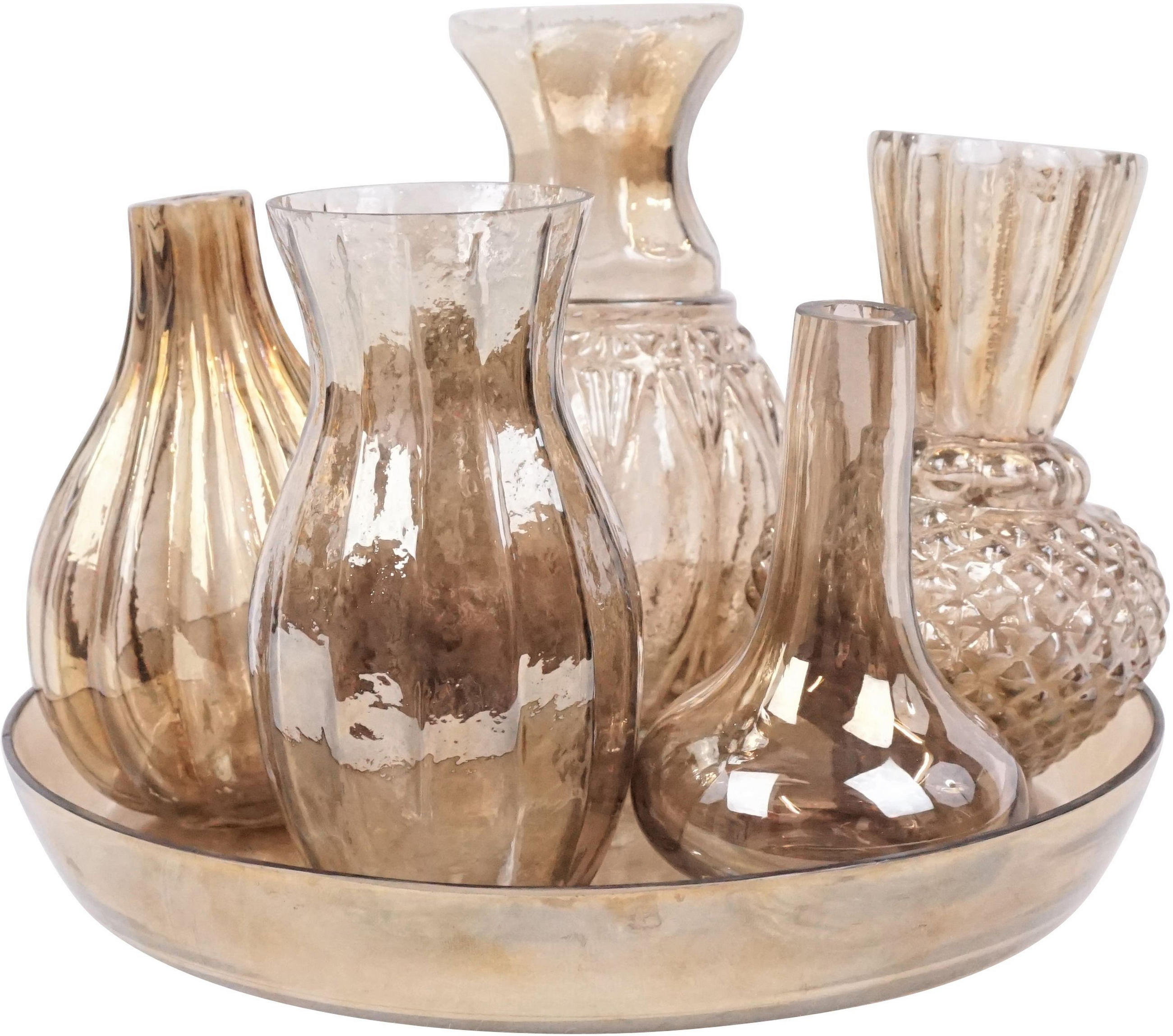 VASENENSEMBLE Poesie braun 6-tlg. - Braun, Glas (14cm) - FURNARO