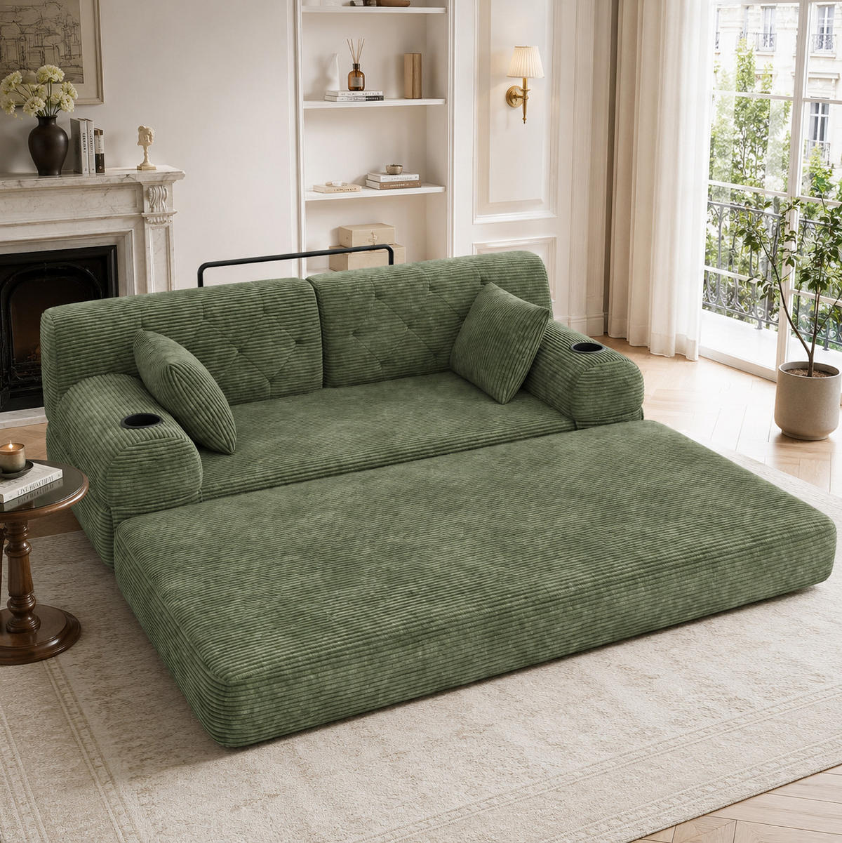 SCHLAFSOFA mit Schlaffunktion 168 x 80 x 81 cm Green - Grün, Kunststoff (80/81/168cm) - Meubliv
