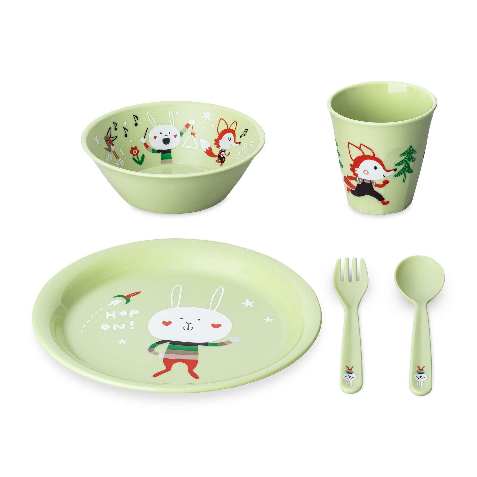 KINDERGESCHIRR-SET Hop On At Home 4-teilig - Grün, Kunststoff (1/1/1cm)