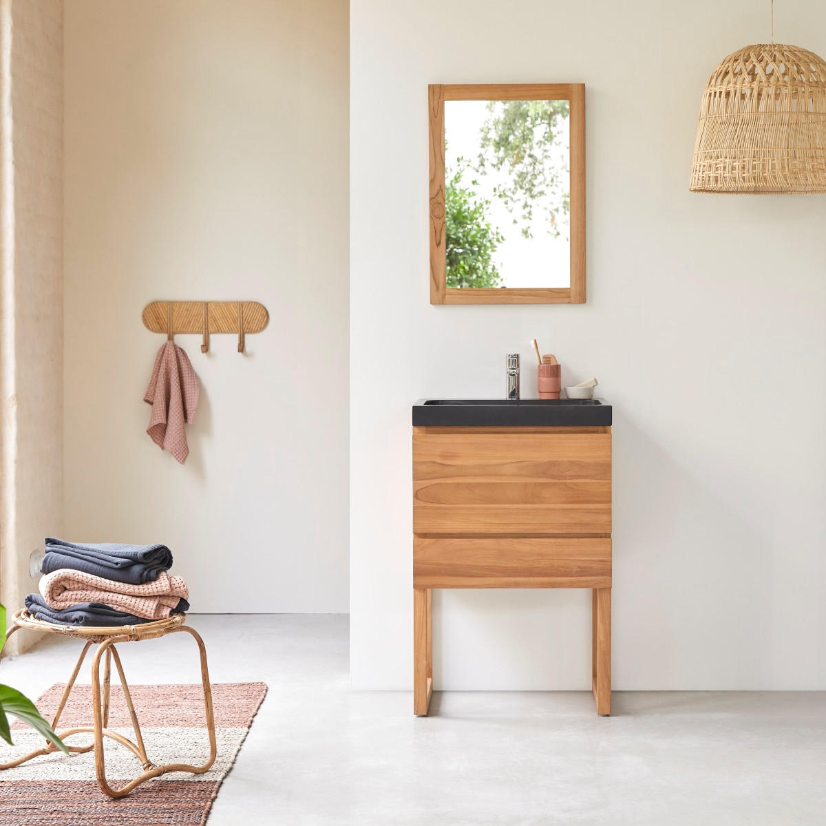 BADEZIMMERMÖBEL Edgar Hellbraun aus Teak - Hellbraun, Holz (60/88/45cm) - Tikamoon