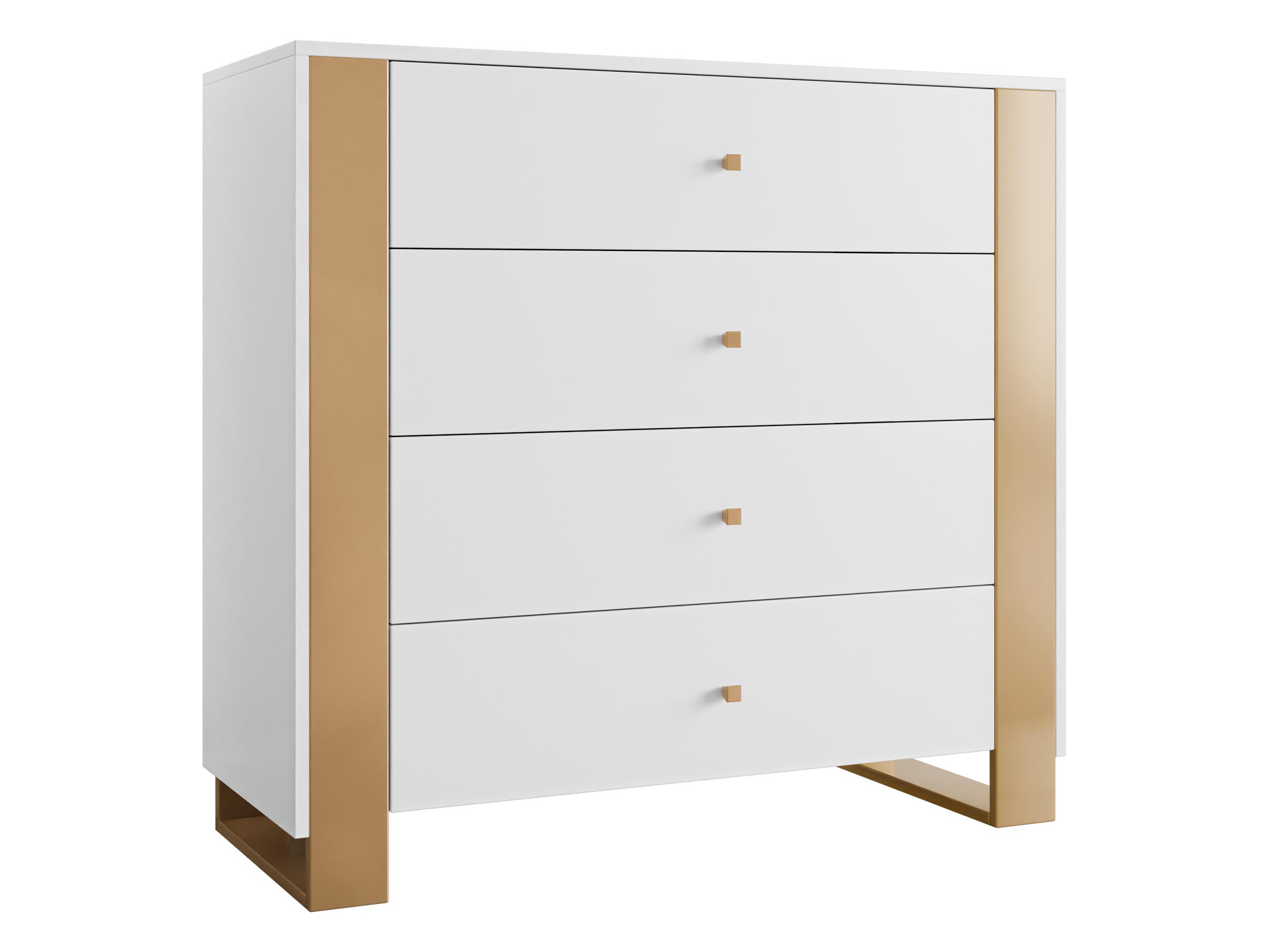 KOMMODE Loutio 4SZ - Goldfarben/Weiß, Holzwerkstoff/Kunststoff (100/94/40cm) - MIRJAN24