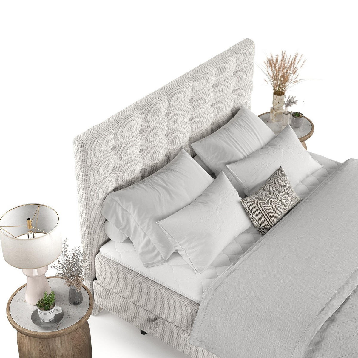 BOXBETT Niro 120/200 cm Creme im Bonita Stoff - Creme/Schwarz, Holz/Holzwerkstoff (120/200cm) - AltaBeds