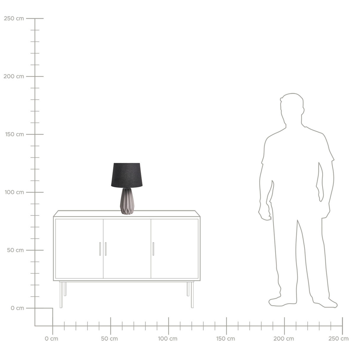 TISCHLAMPE Keramik Grau Montagua - Dunkelgrau/Schwarz, Keramik (28/28/46cm) - Beliani