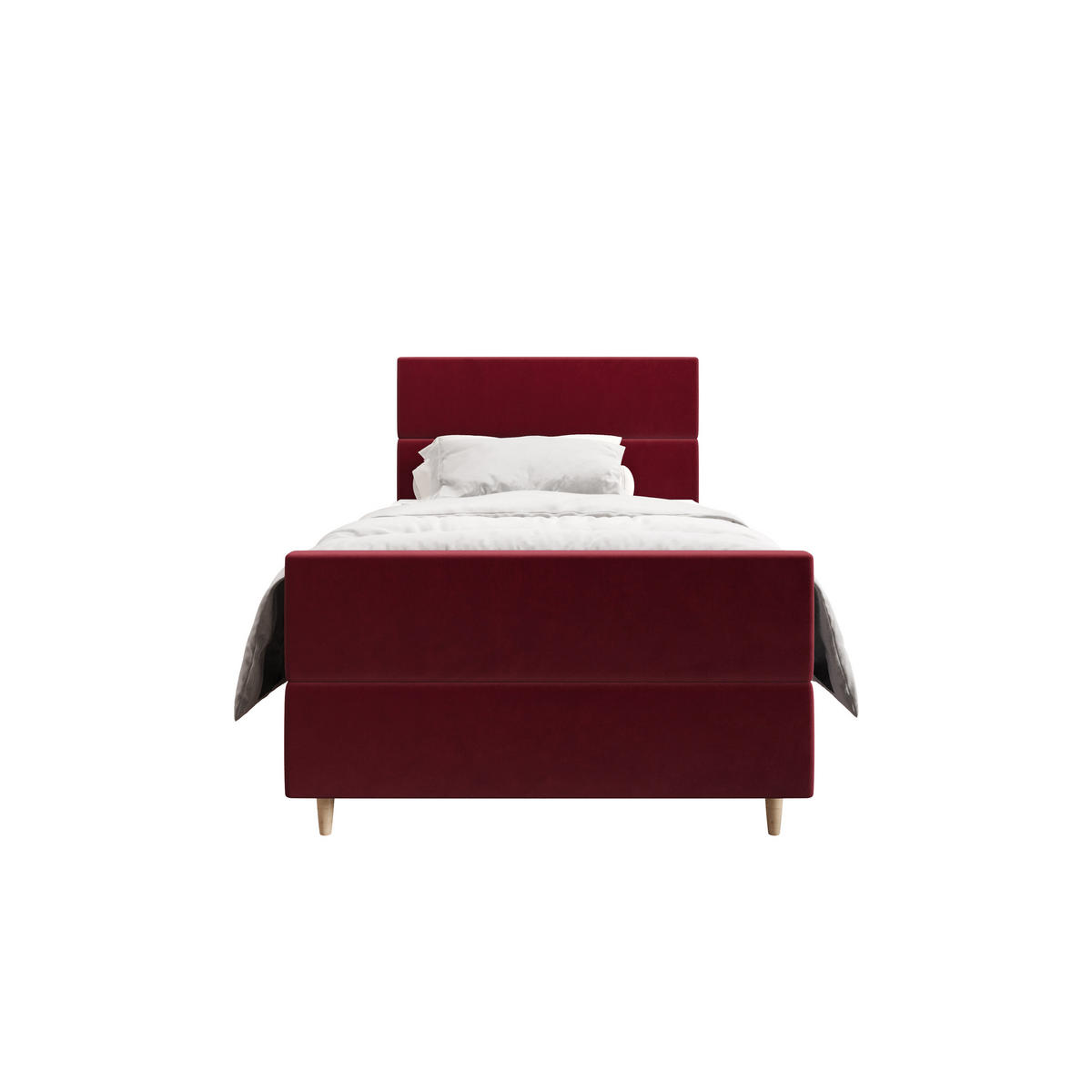 BOXBETT FLO PLUS 100x200 Itaka 34, mit Matratze H3, Bonell und Topper, Rot - Rot, Holz/Textil (100/200cm) - Bedante