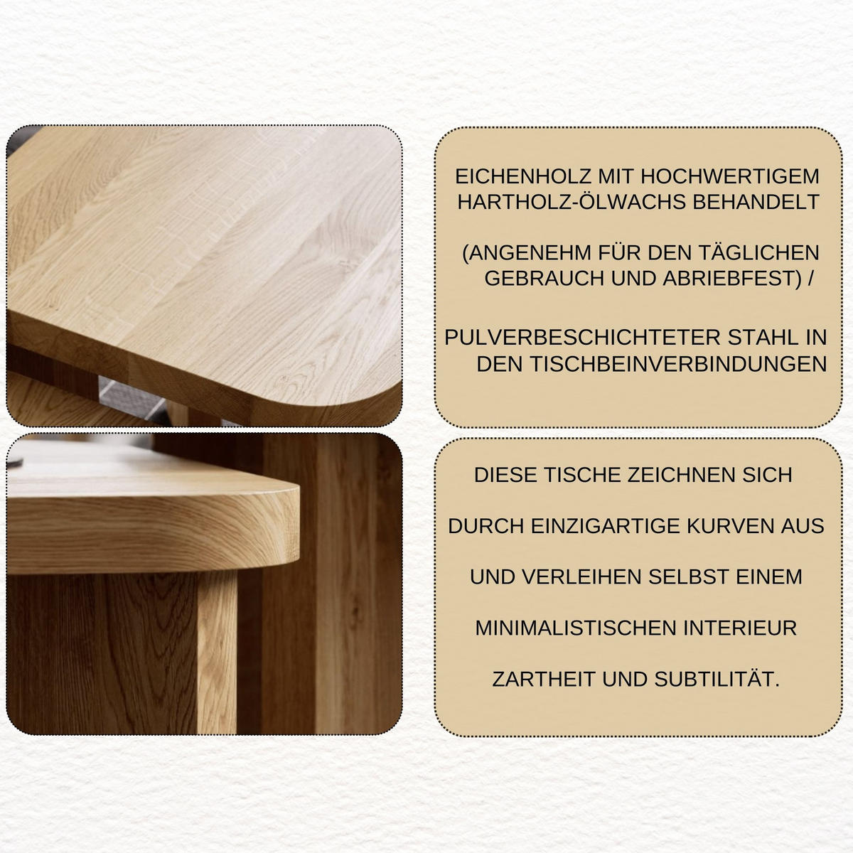 COUCHTISCH Eichenholz vollmassiv quadratisch Naturbelassenen 70/70/37 - Naturfarben, Holz (70/70/37cm)
