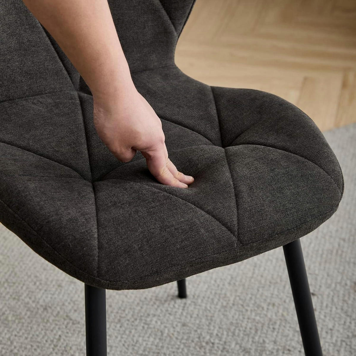 ESSZIMMERSTÜHLE 4er-Set mit Rautenmuster, Anthrazit - Anthrazit, Textil (43/86/47.5cm)