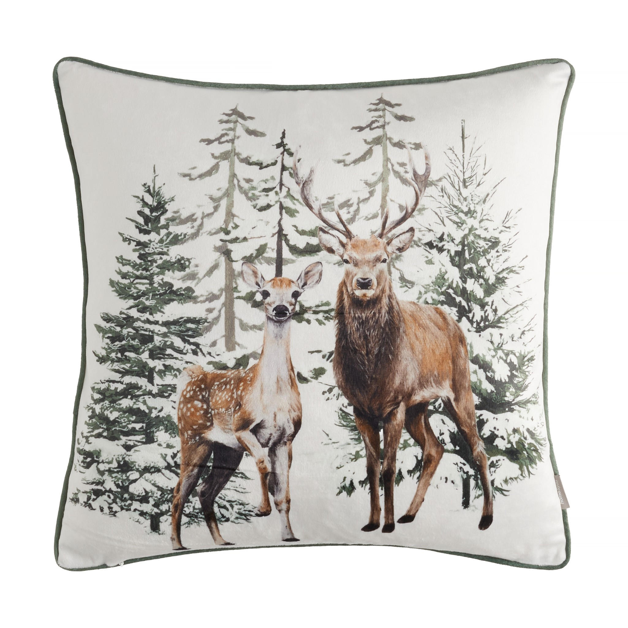 KISSENBEZUG Hirvedo, 45x45cm, Beige, Weihnachten Kissenhülle, Weihnachtsdeko, Christmas, Weihnachtsmotiv Sofakissen Dekokissenbezuge - Beige, Kunststoff (45/45cm) - home&you