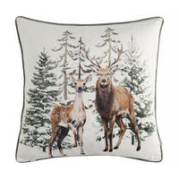 KISSENBEZUG Hirvedo, 45x45cm, Beige, Weihnachten Kissenhülle, Weihnachtsdeko, Christmas, Weihnachtsmotiv Sofakissen Dekokissenbezuge - Beige, Kunststoff (45/45cm) - home&you