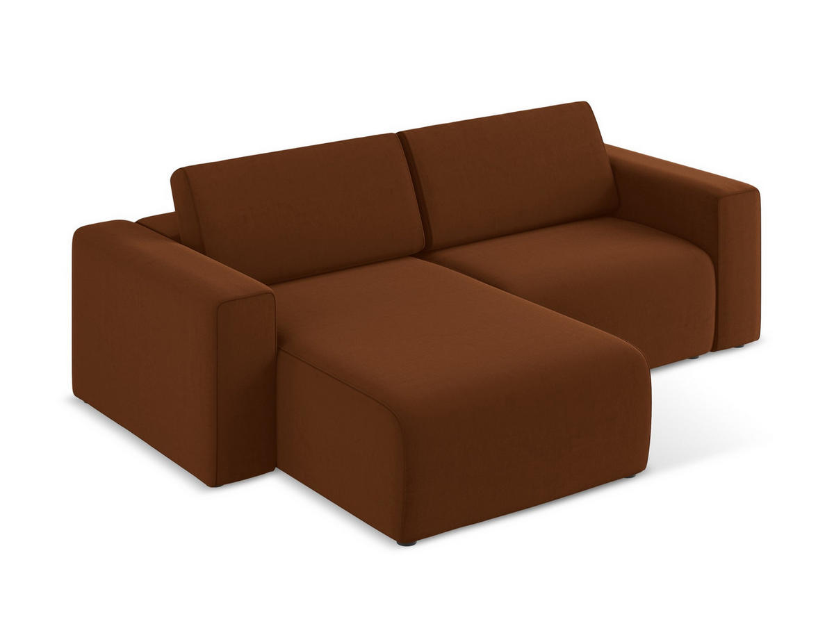 ECKSOFA Links Samt Stoff Orange - Rot/Terra cotta, Kunststoff/Textil (167/224cm) - Makamii