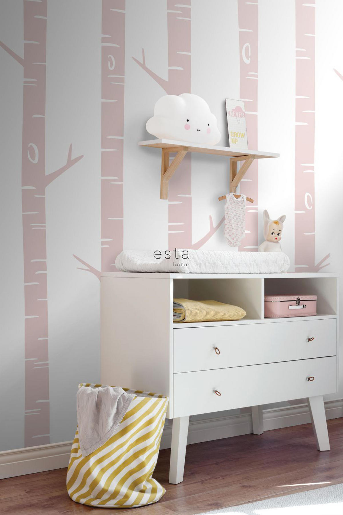 FOTOTAPETE Birkenstämme 150 x 279 cm - Pink, Papier (150/279cm) - ESTAhome