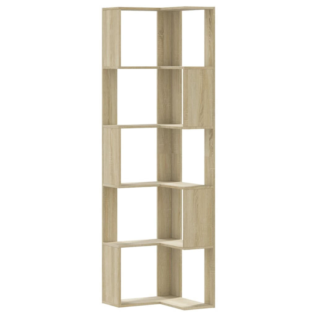 BÜCHERREGAL mit 5 Ebenen für die Ecke 50/50/179 cm aus Holzwerkstoff Sonoma-Eiche Dekor - Sonoma Eiche, Holz (50/179/50cm) - vidaXL