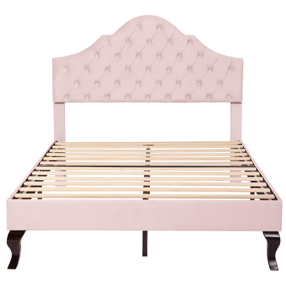 POLSTERBETT mit verstellbarem Kopfteil 140x200 cm Samt Pink - Pink, Metall (140/200cm) - Meubliv