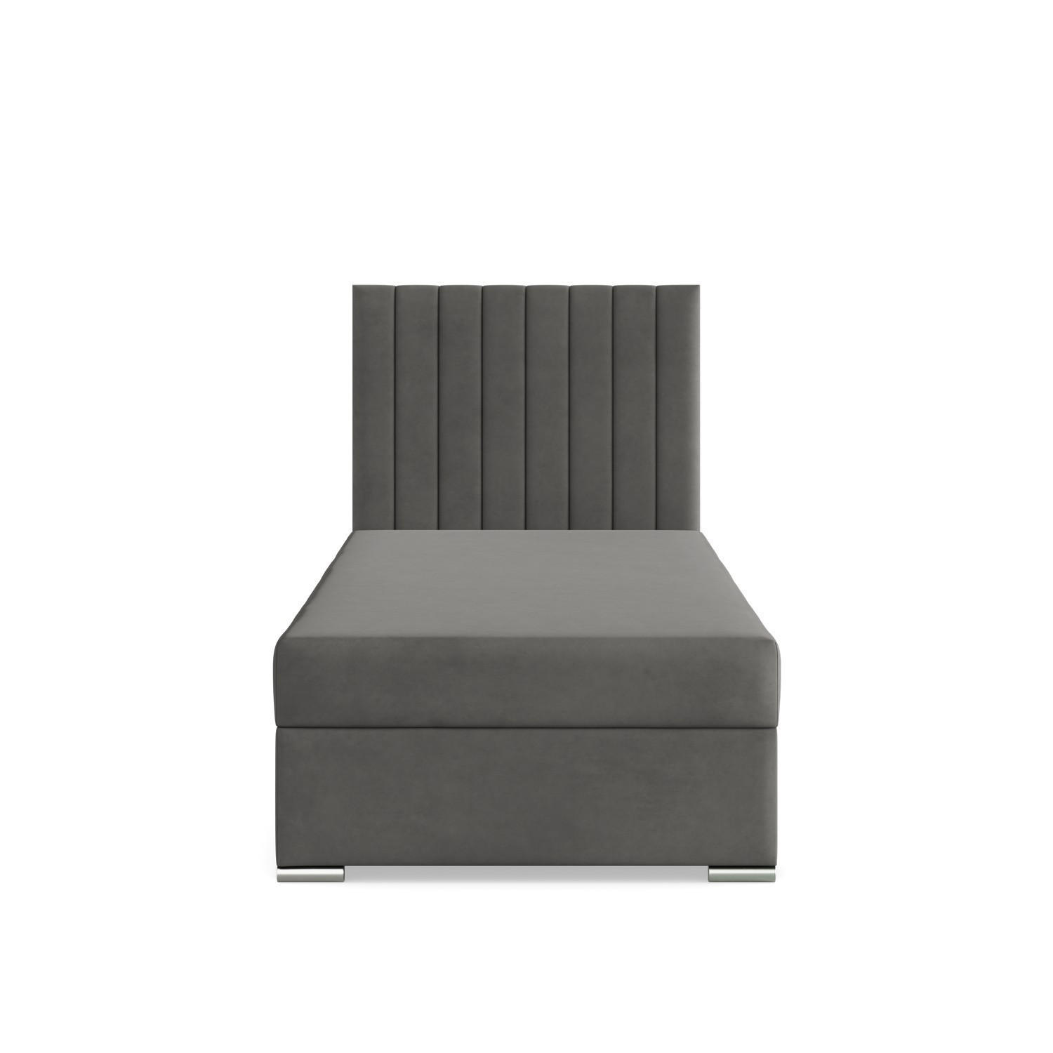 BOXBETT MIT KOPFTEIL 90x200 AGEN, Grau - Graphitfarben, Textil (90/200cm) - Mebligo