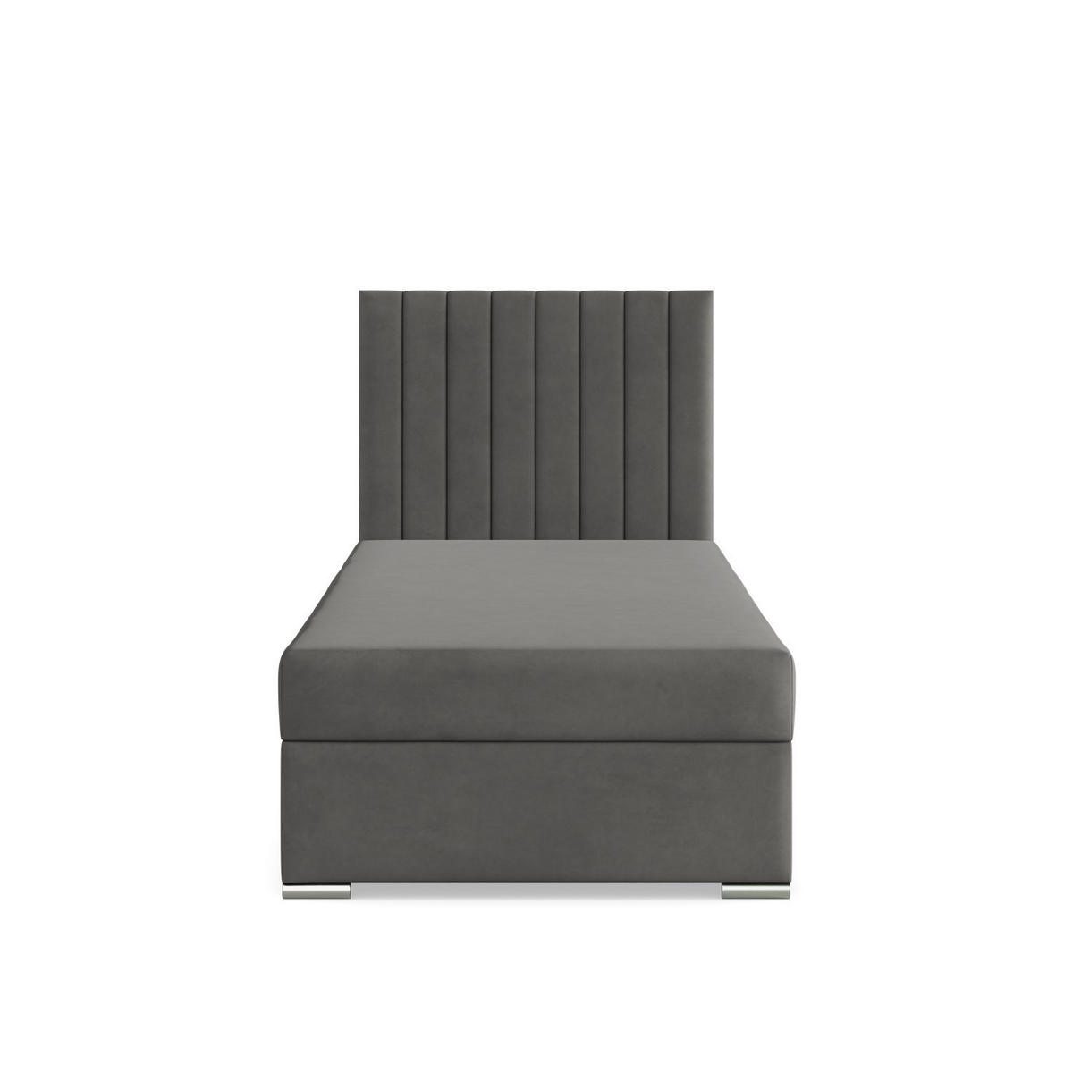 BOXBETT MIT KOPFTEIL 90x200 AGEN, Grau - Graphitfarben, Textil (90/200cm) - Mebligo