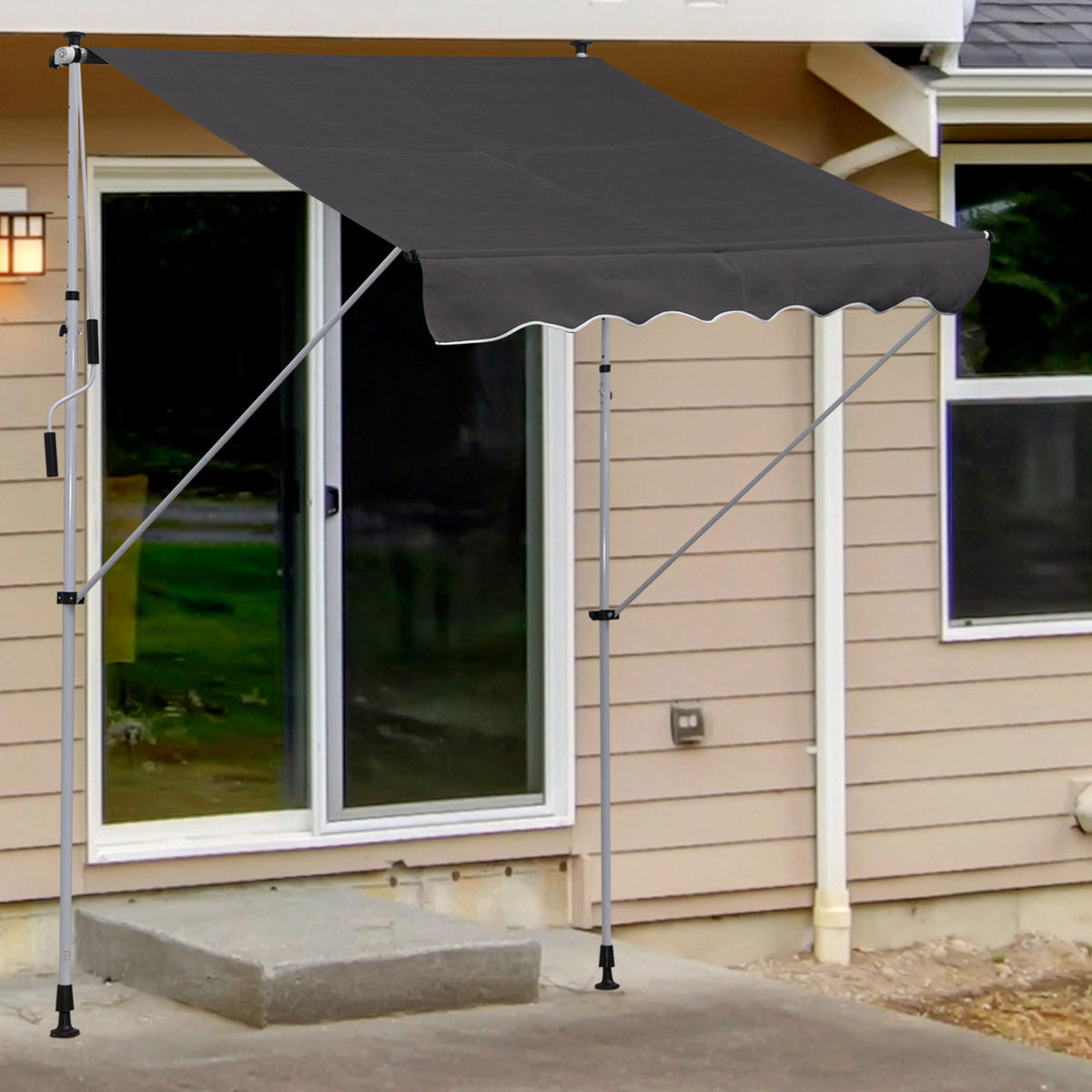 MARKISE, Cremeweiß, Aluminium, Stahl, Polyester - Grau, Metall (150/280/200cm) - Outsunny