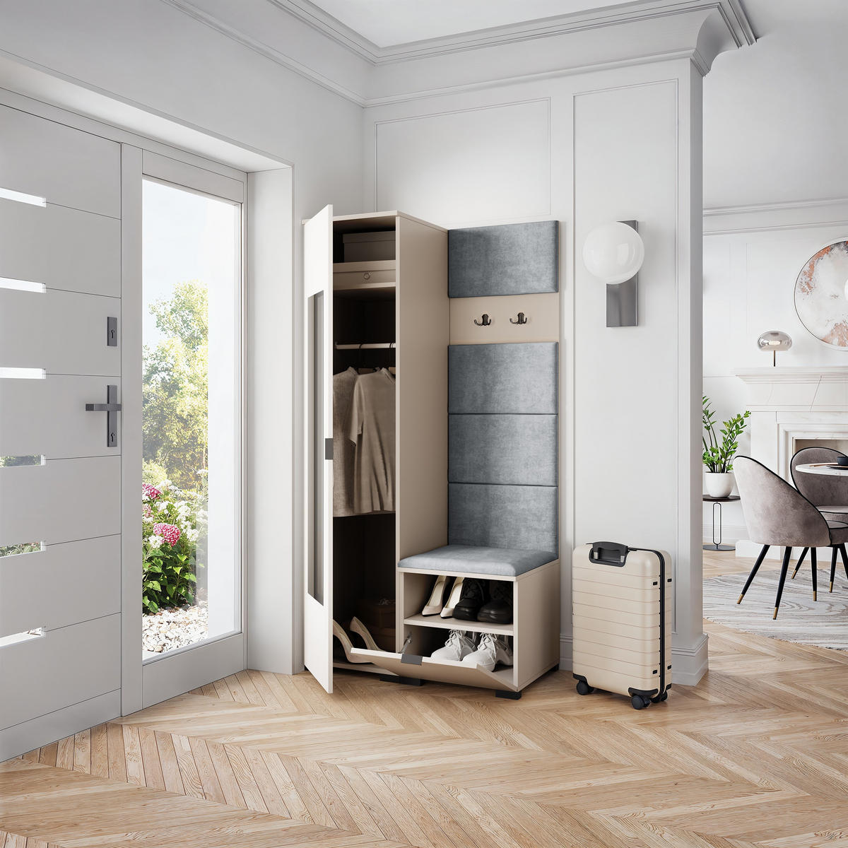 GARDEROBENSCHRANK VIRA 95/181/51 cm Modern Kaschmir - Kaschmir/Hellgrau, Holzwerkstoff (95/181/51cm) - MASSENO