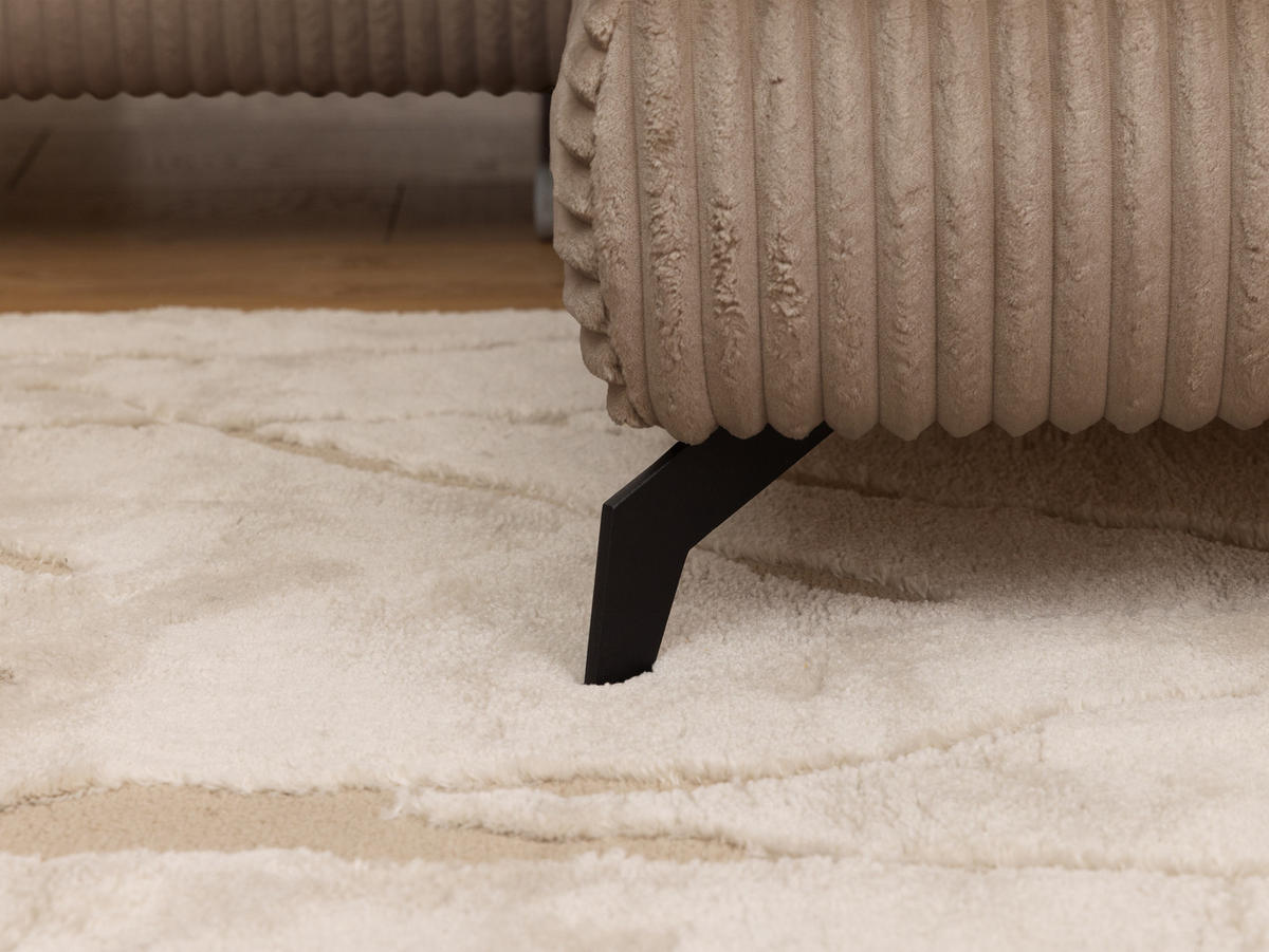 ECKSOFA mit Schlaffunktion und Bettkasten Bonnie aus Beige Cord-Stoff mit verstellbaren Kopfstützen und Armlehne - Ottomane rechts - Ecru/Beige, Holz/Textil (275/210cm) - S-Style Möbel