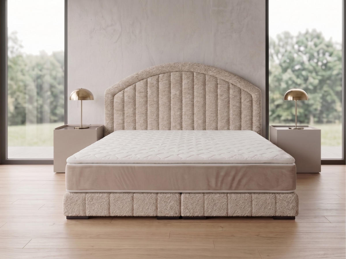 POLSTERBETT LEON2 100x 200 cm Farbe: Beige - Beige, Textil (100/200cm) - A&J MöbelLand