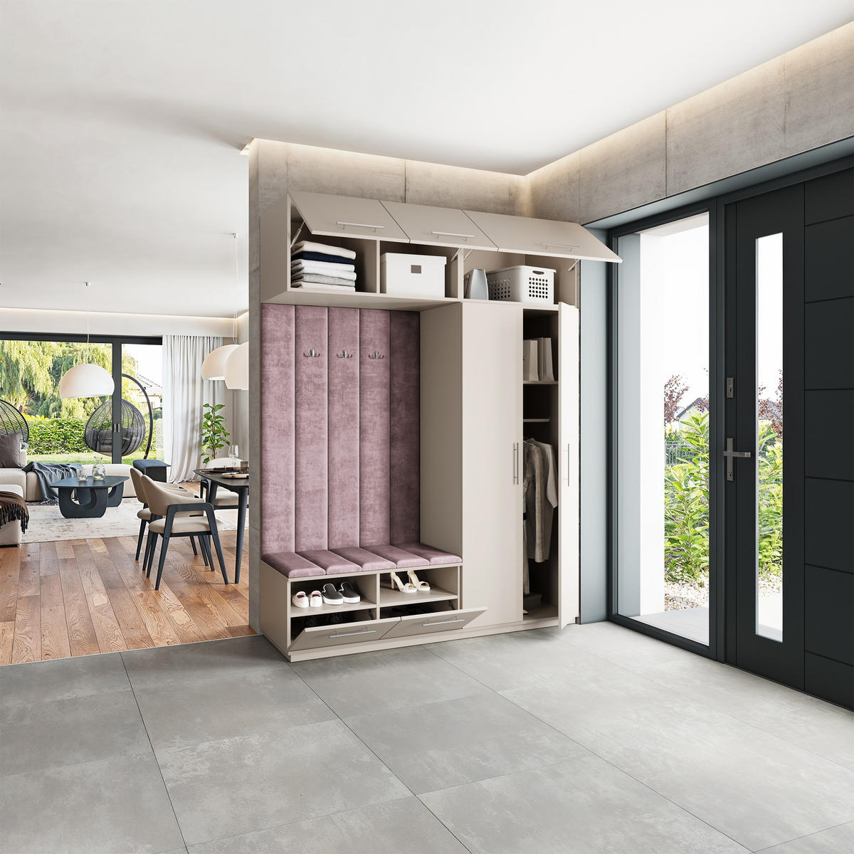 GARDEROBENSCHRANK REMA 180/240/60 cm Modern Garderobe-Set Kaschmir - Kaschmir/Lila, Holzwerkstoff (180/240/60cm) - MASSENO