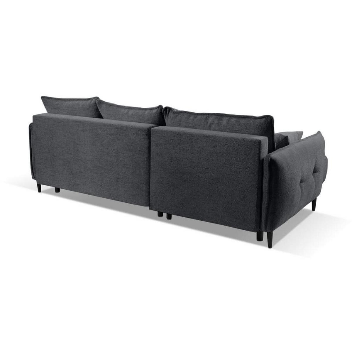 ECKSCHLAFSOFA Sycylia links dunkelgrau - Dunkelgrau/Schwarz, Textil (244/165cm) - Beautysofa