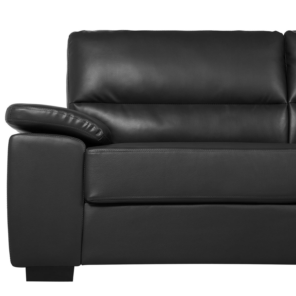 3-SITZER-SOFA Kunstleder Schwarz Vogar - Schwarz, Kunststoff/Textil (195/90/74cm) - Beliani