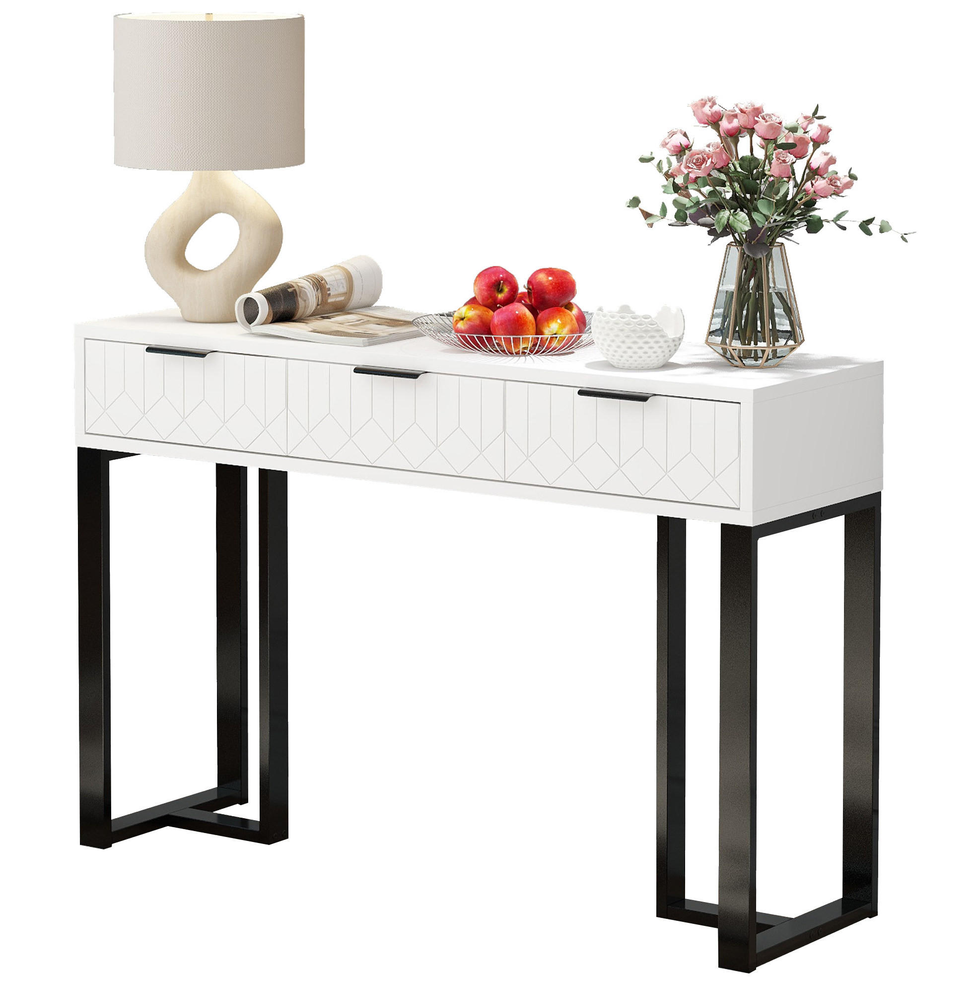 KONZOLOVÝ stolík MDF čierna/biela,36/120/80 cm - čierna, kompozitné drevo (120/36/80cm) - BEAOK