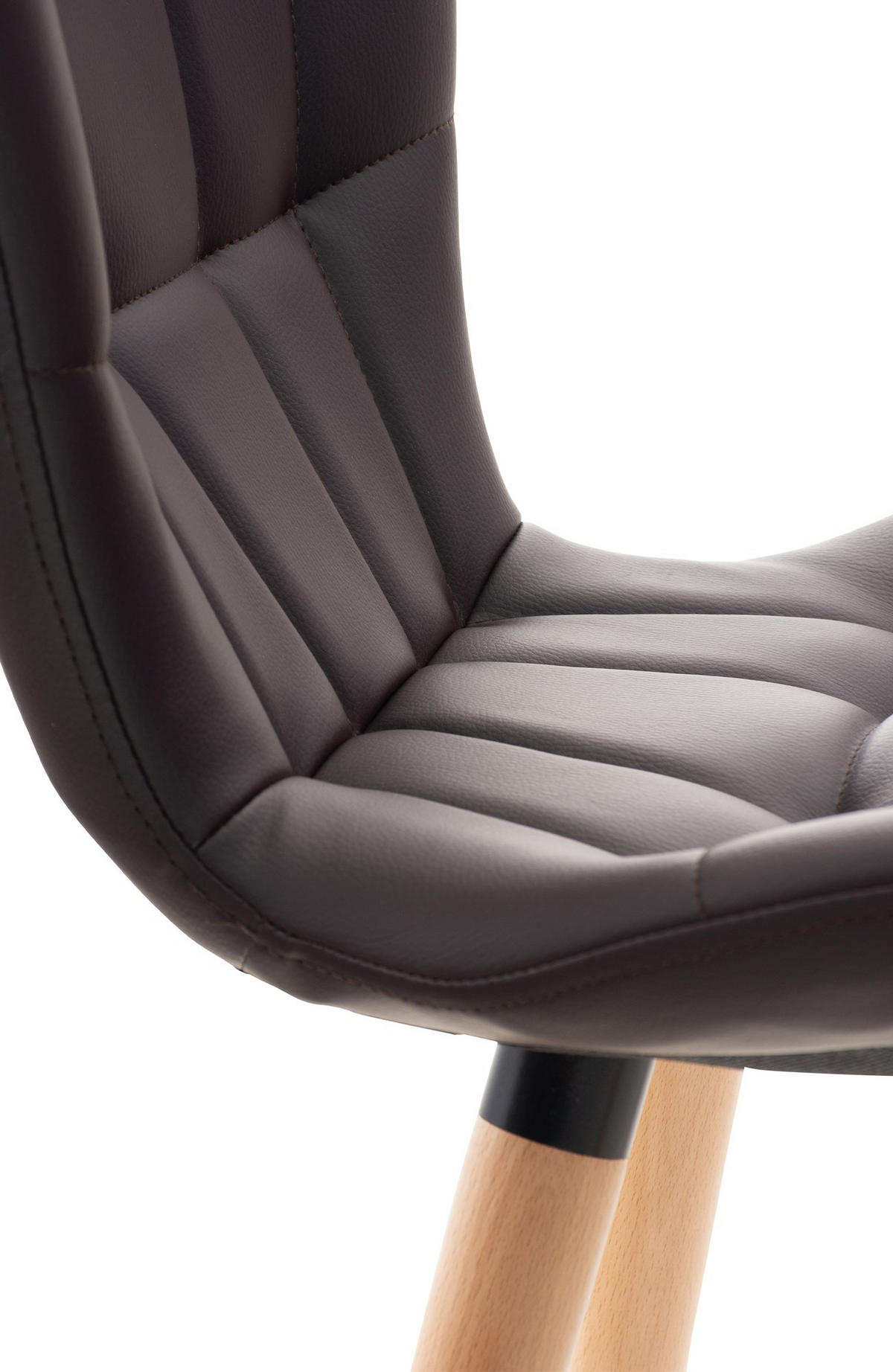 STUHL Lederlook braun - Eukalyptusholzfarben/Braun, Holz/Textil (50/88/63cm) - CLP
