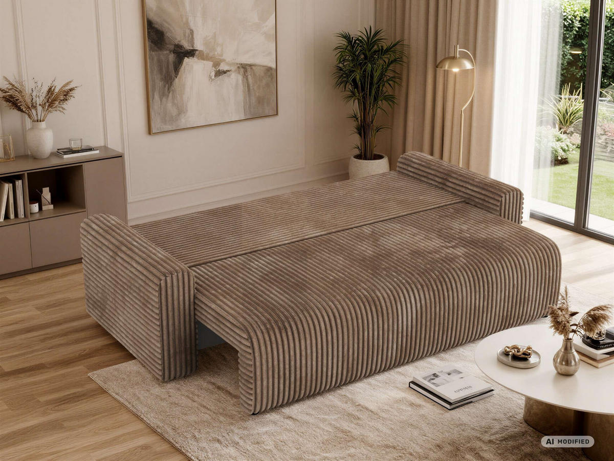 3-SITZER-SOFA NESSARO - Braun Cord - Schwarz/Braun, Kunststoff/Textil (243/92/90cm) - MKS