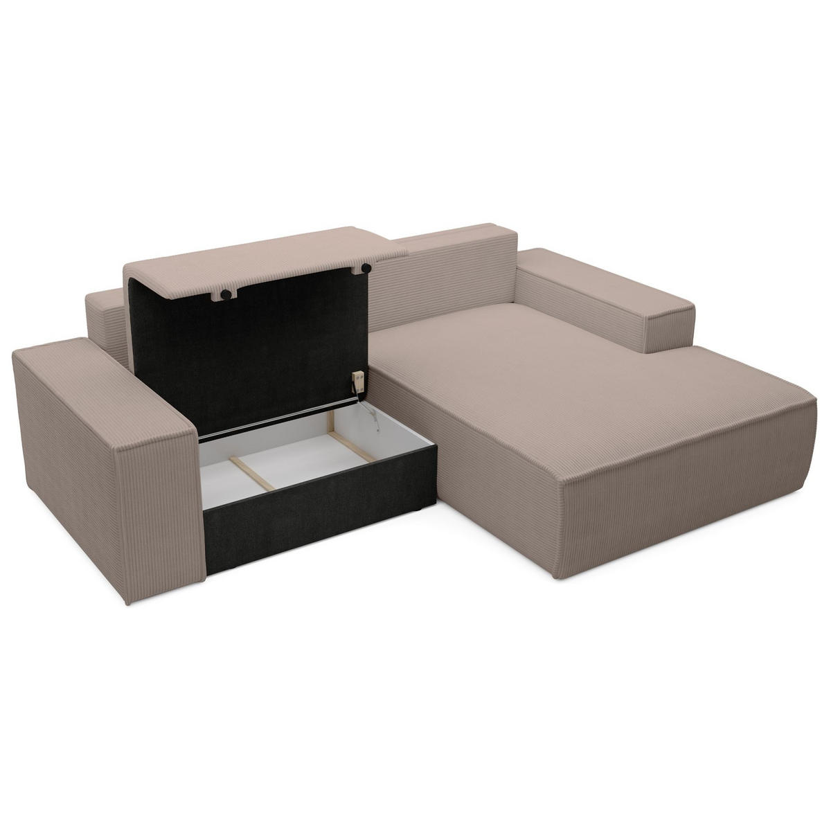 ECKSOFA Farese Mini mit Cordbezug Beige, rechts - Beige/Schwarz, Textil (240/167cm) - Selsey