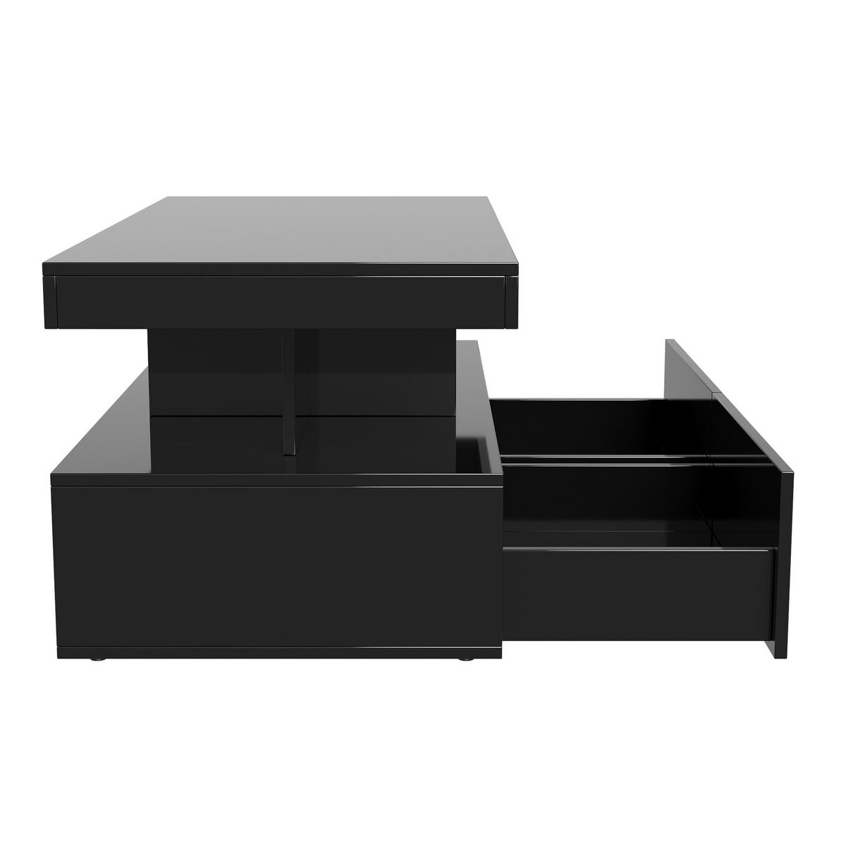 COUCHTISCH 2 Schubladen LED Stauraum modern schwarz - Schwarz, Holz (53/104/46cm) - LEBENLANG