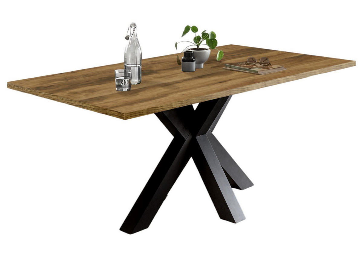 ESSTISCH ausziehbar Elda 1 140 x 90 x 75 Esszimmertisch Schwarzstahl/Plankeneiche - Alteiche, Holz (140/90/75cm) - 58aufmkessel