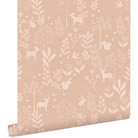 TAPETE Wald mit Waldtieren 53 cm x 10.05 m - Terracotta, Papier (53/0.1cm) - ESTAhome