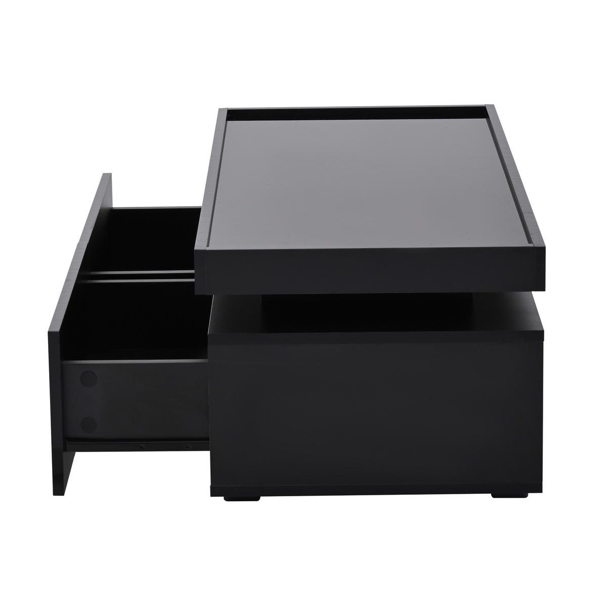 COUCHTISCH mit LED 95 x 45 x 35 cm Schwarz 2 Schubladen - Schwarz, Holzwerkstoff (95/45/35cm) - Meubliv