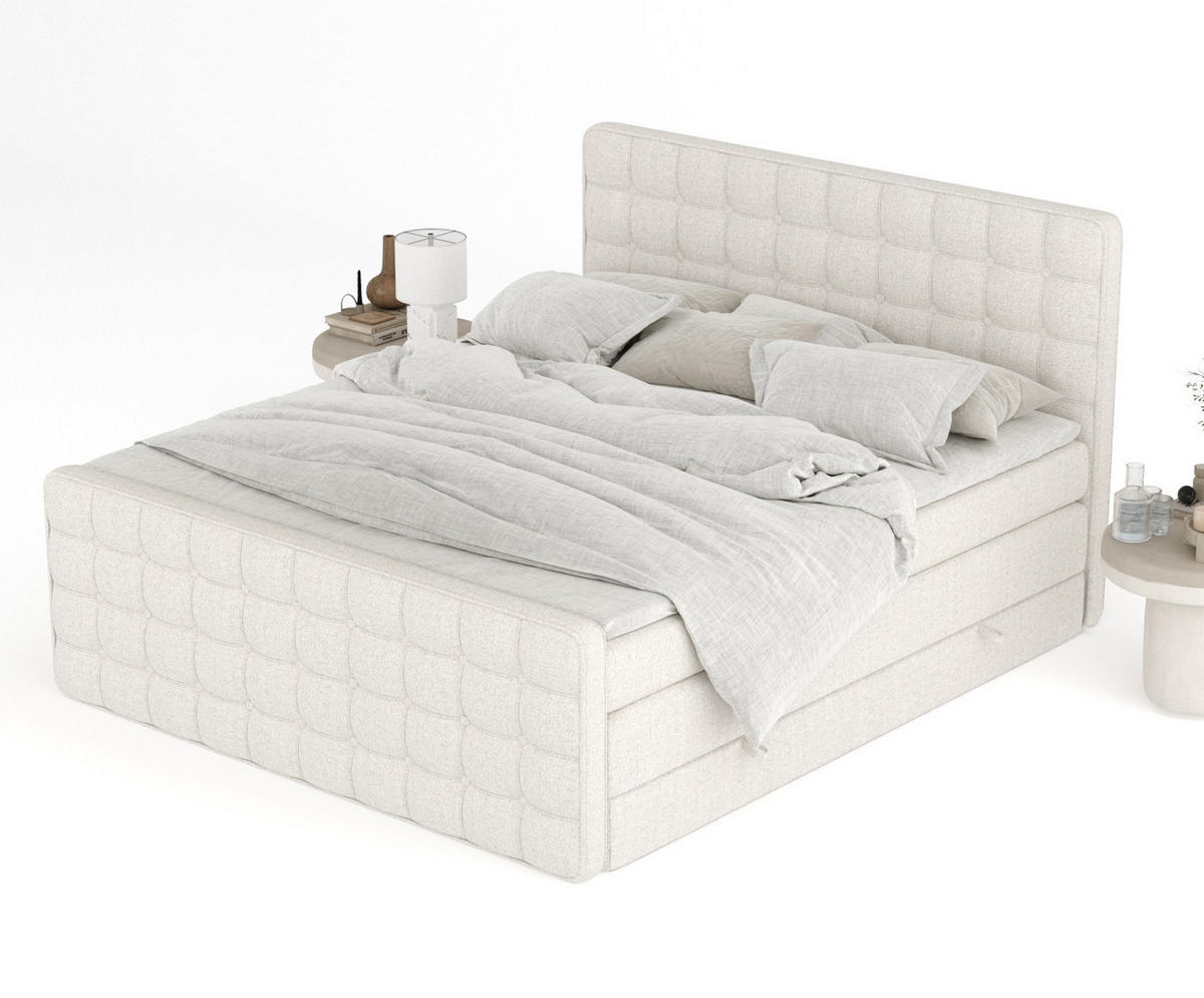 BOXSPRINGBETT Velouria Beige 160/200 cm - Beige/Schwarz, Holz/Holzwerkstoff (160/200cm) - Maison de Reve