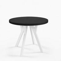 ESSTISCH ausziehbar rund ATO, 90-190 cm, Schwarz, weiße Holzbeine - Schwarz/Weiß, Holzwerkstoff/Buchenholz (90/90/77cm) - VENASI MÖBEL