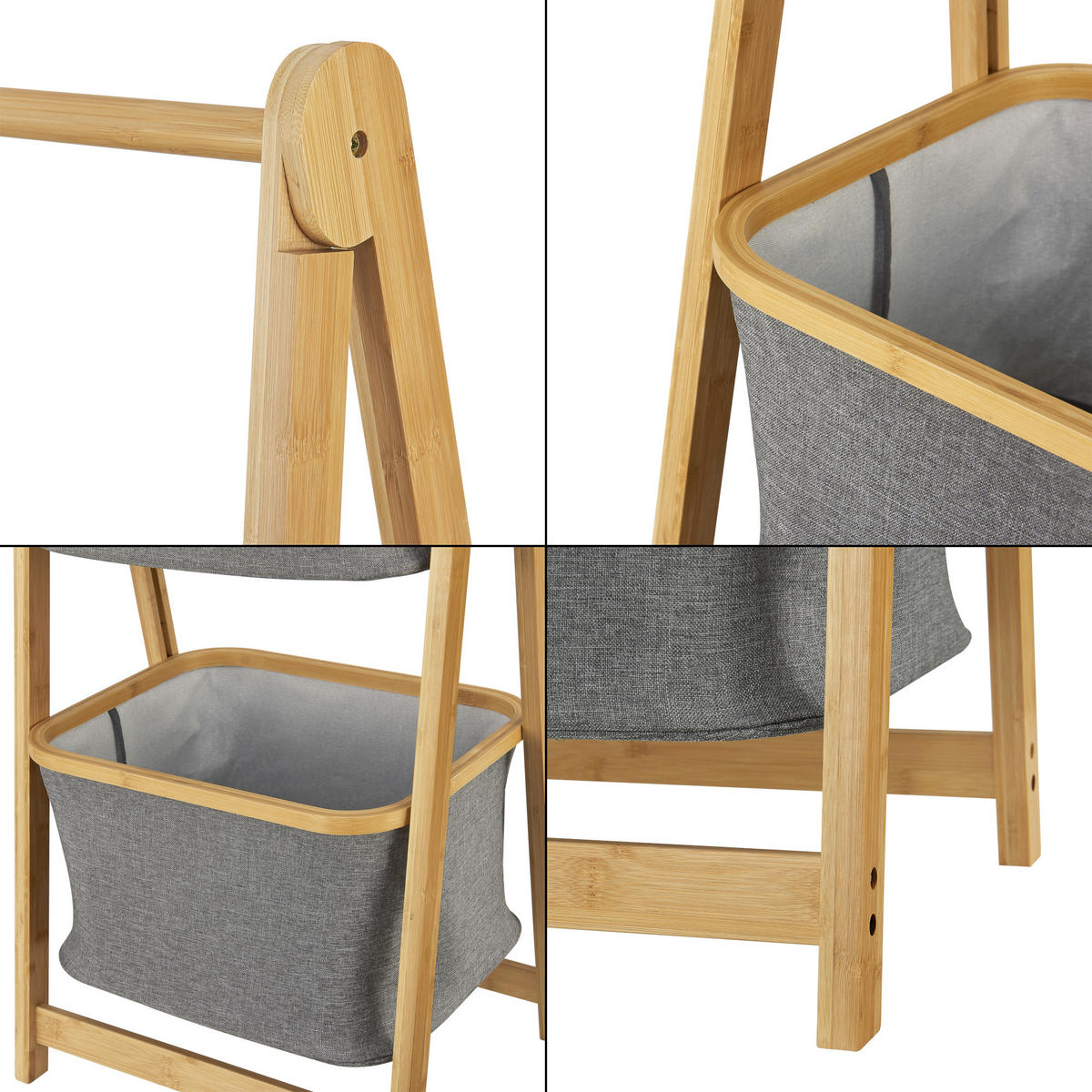LEITERREGAL Värnamo - Naturfarben/Grau, Holz/Textil (45/97/36cm) - [en.casa]