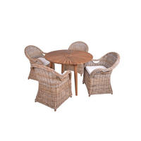 GARTEN-SITZGRUPPE Elodie 5-teilig Rattan Braungrau Gartenmöbel-Set - Graubraun, Holz - DELUKE