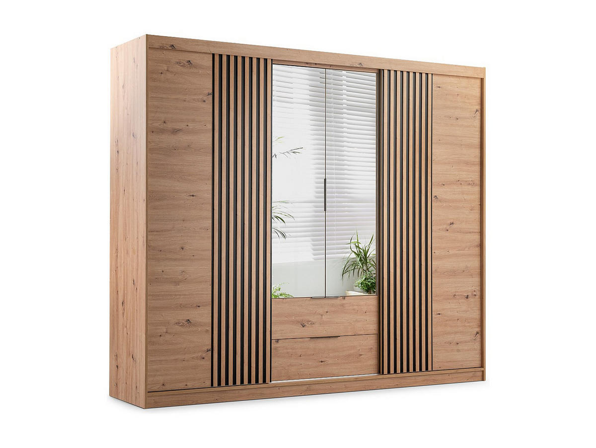 KLEIDERSCHRANK - 250 cm x 60 cm - Holz, Platte - Naturfarben Hell SIDOVIA - Naturfarben, Holz (250/213/60cm) - Vente-Unique