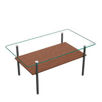 COUCHTISCH DE-37418 rechteckig mit Glasplatte und MDF-Ablage Braun - Schwarz/Braun, Metall (97.7/57.7/45cm) - ComfortXL