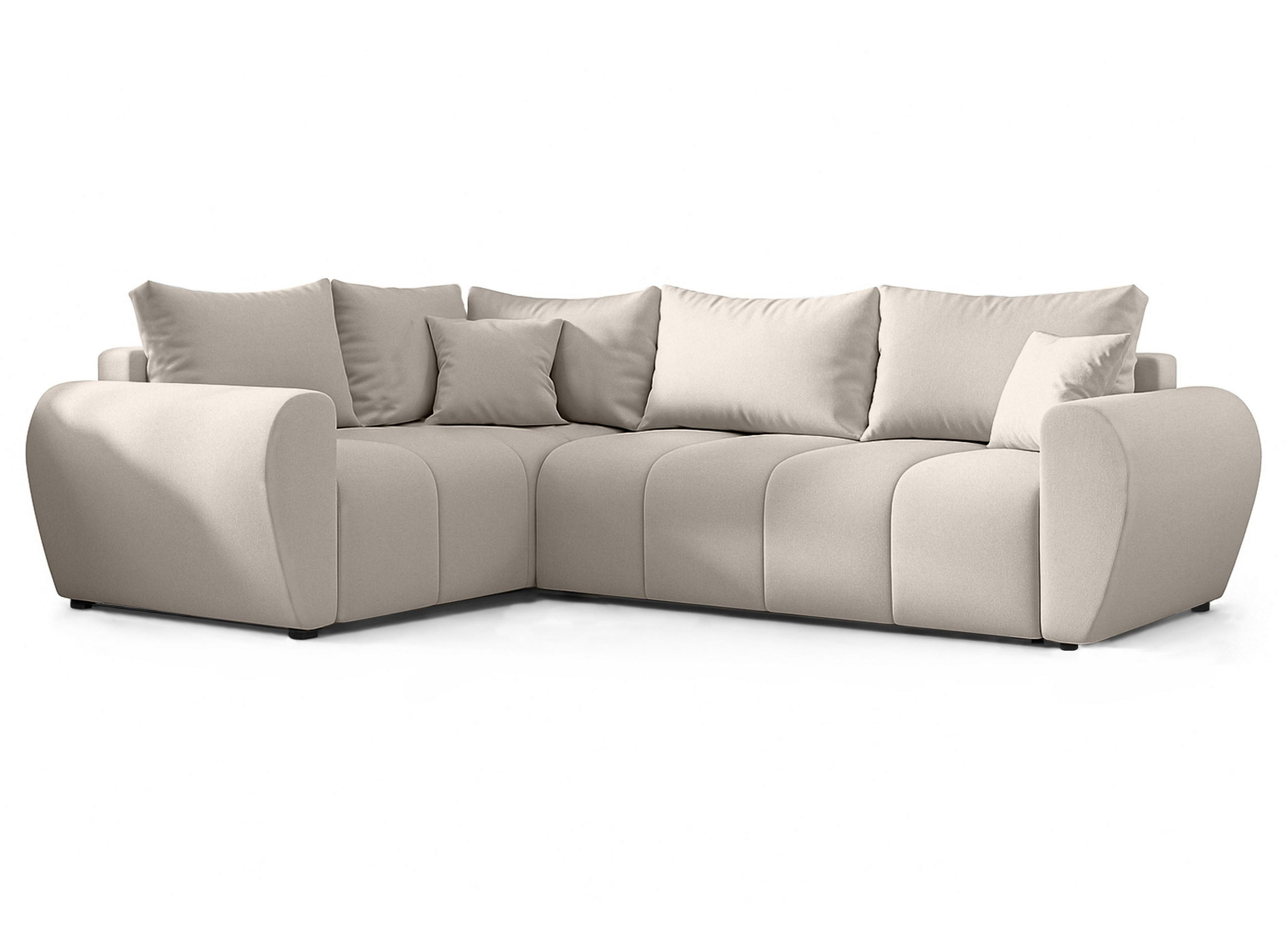 ECKSOFA L Form Malatya MAX Beige 246/145/80 cm stilvolle mit Schlaffunktion L - Beige/Schwarz, Kunststoff/Textil (175/235cm) - AX Living