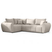 ECKSOFA L Form Malatya MAX Beige 246/145/80 cm stilvolle mit Schlaffunktion L - Beige/Schwarz, Kunststoff/Textil (175/235cm) - AX Living