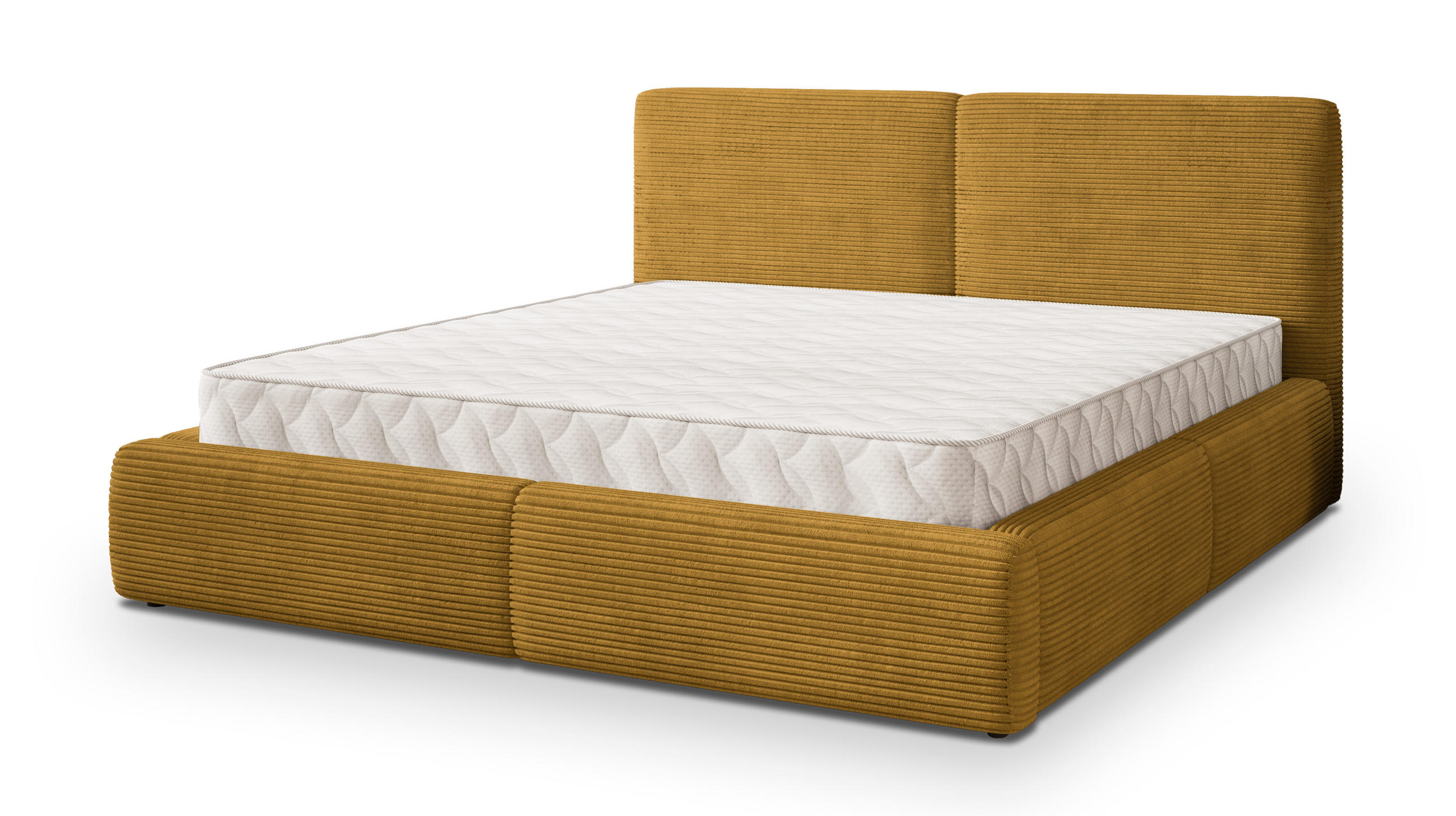 POLSTERBETT FELURO 160x200 cm mit Bettkästen - Gelb - Gelb, Holz (160/200cm) - MASSENO