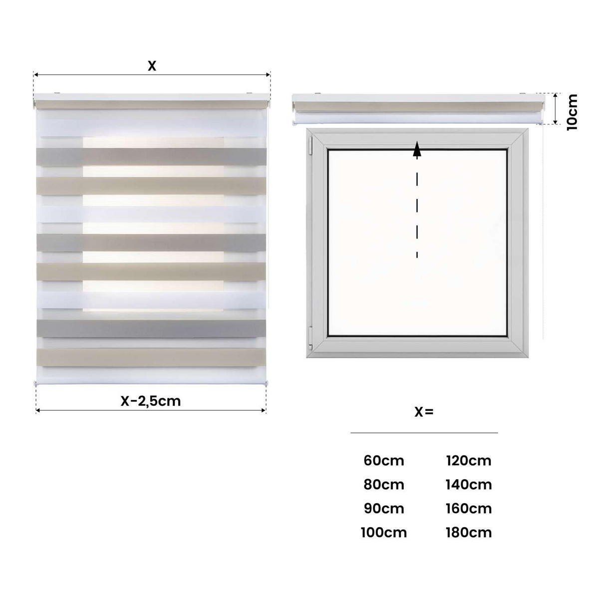 DOPPELROLLO Dreifarbig 160x180 cm - Multicolor, Kunststoff (160/180cm) - STORESDECO