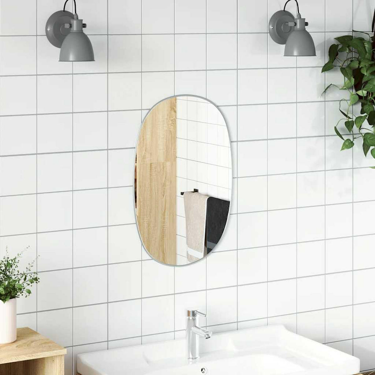 WANDSPIEGEL Silbern 60x40 cm - Silberfarben, Glas (40/60/1cm) - furnicato