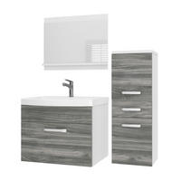 BADMÖBEL Badezimmer SET PRI M2, Glamour Holz Matt, 90 cm - Silberfarben, Holz (38.7/81/90cm) - B BELINI GROUP