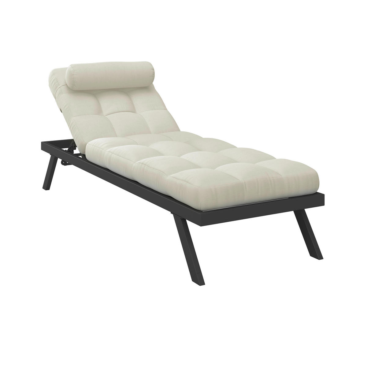 GARTENLIEGE Avola Creme Outdoorstoff/Metall +Abdeckung - Weiß, Metall (199/31/68cm) - Bessagi Garden