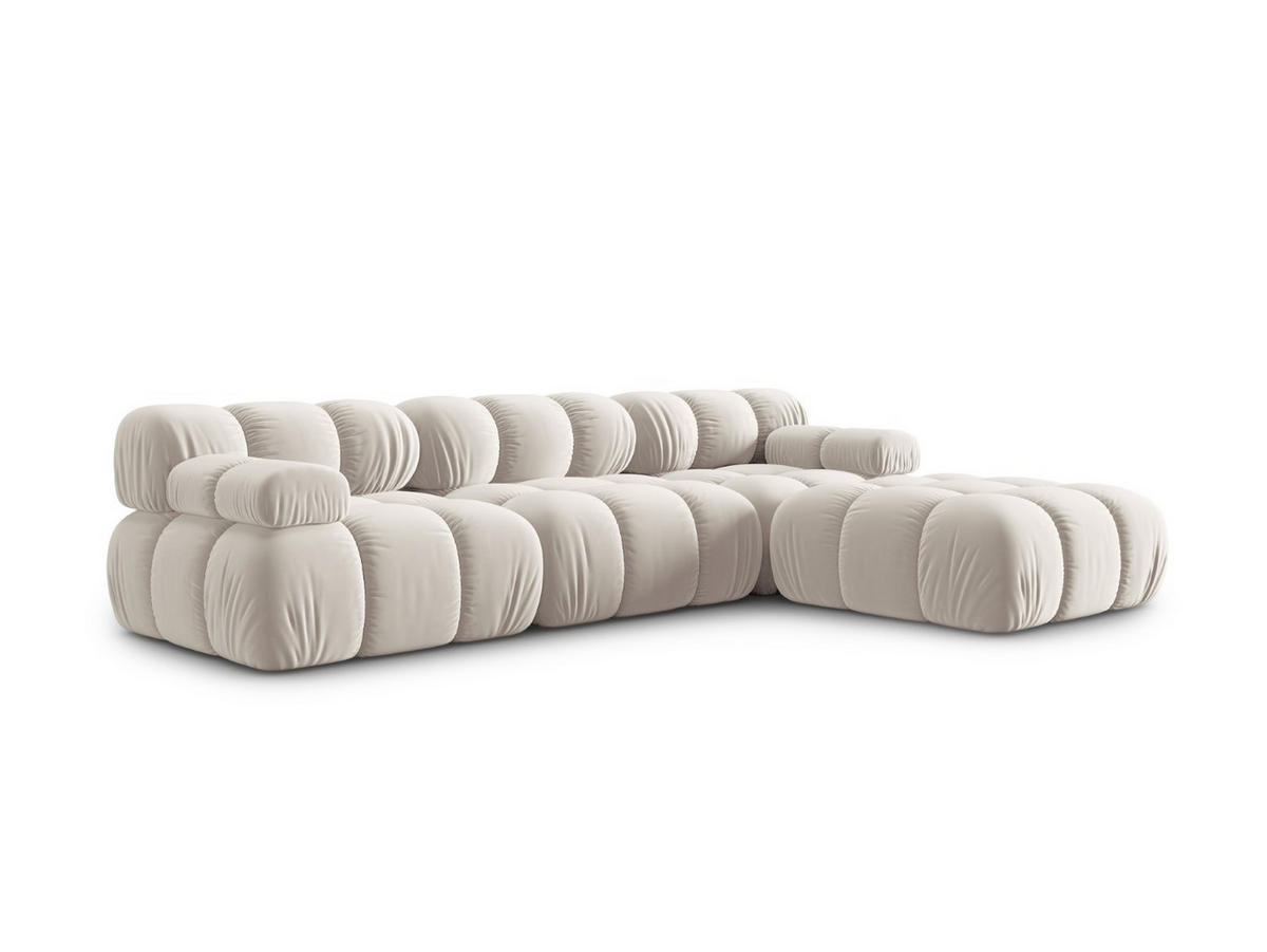 MODULARES-SOFA Bellis aus Samt leichtes beige 4 Sitzplätze - Creme, Textil (188/63/282cm) - Micadoni