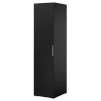 DREHTÜRENSCHRANK Napoli 1D 50 Schwarz (schwarzer oder goldener Griff) - Silberfarben/Schwarz, Holzwerkstoff/Kunststoff (50/35/60cm) - mzm24