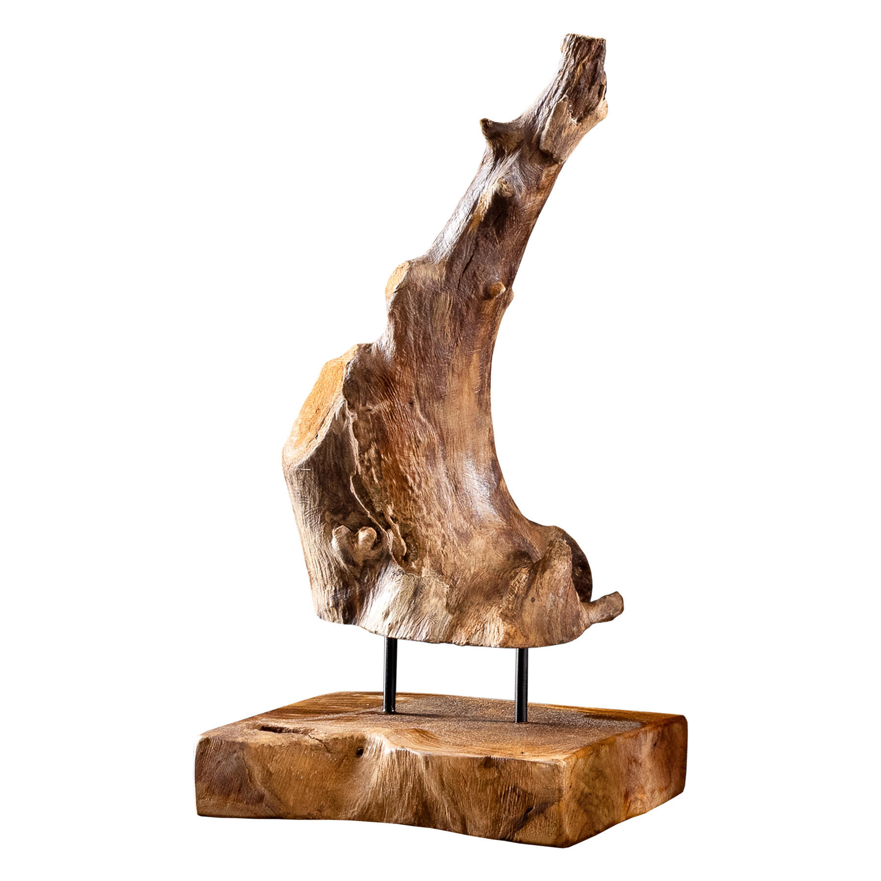 DEKOFIGUR FLAME Teakholz Natur 40 cm - Braun, Holz (20/40/15cm) - riess-ambiente