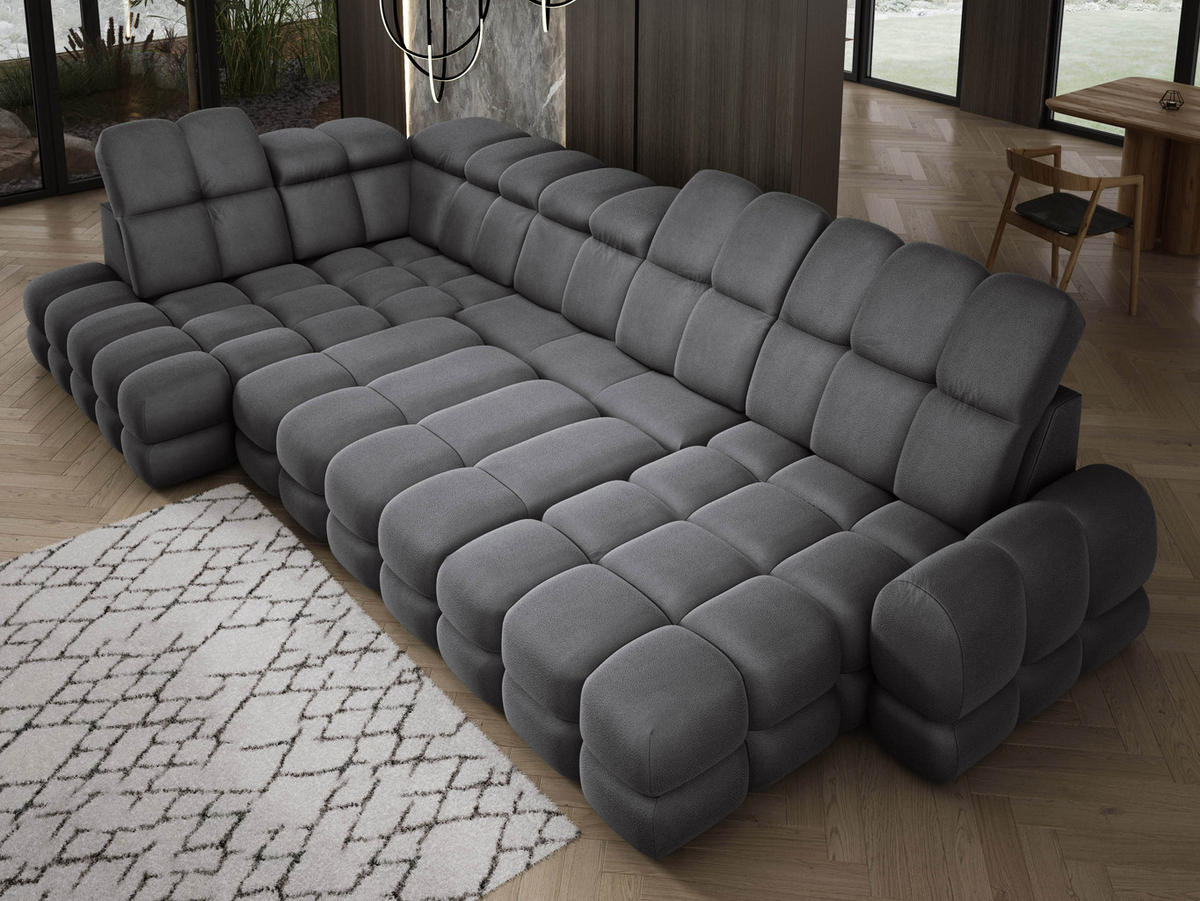 ECKSOFA TOLLO Solar-stoff U-form 400x217x105 cm grau - Dunkelgrau, Holz/Textil (400/217cm) - DomoHome